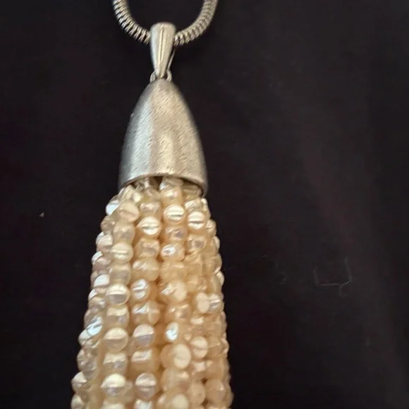 Sarah Pacini Cream Pearl Tassel Necklace